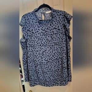 2X blue leopard Tunic blouse
